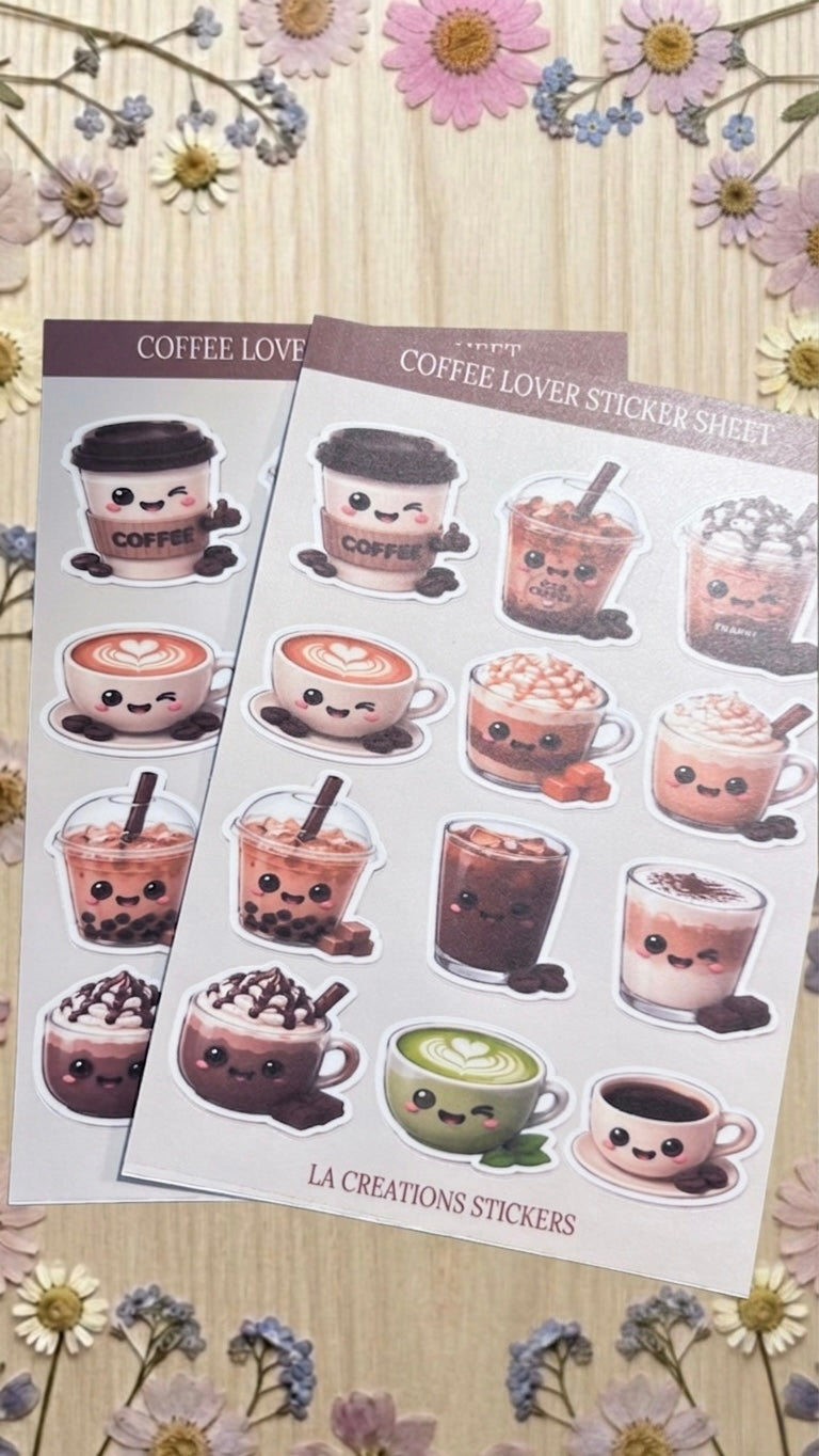 Coffee Lover Sticker Sheet ☕✨