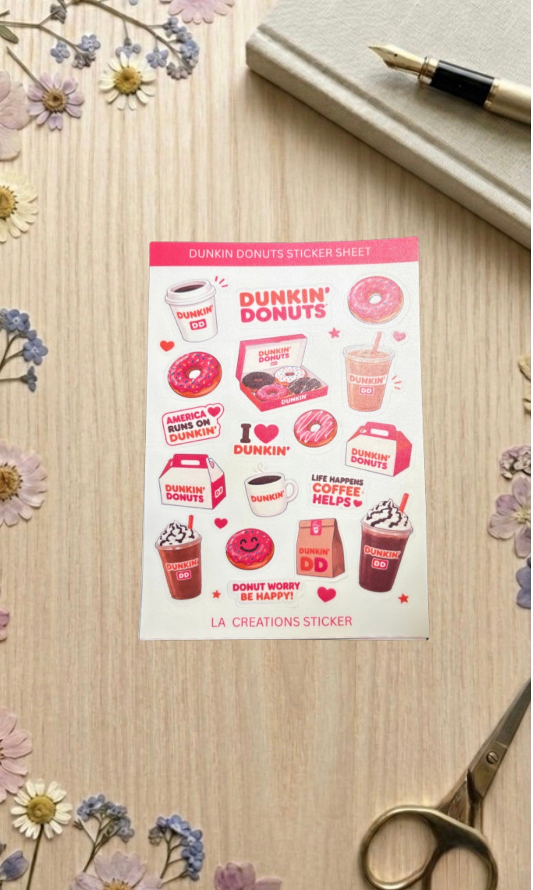 Dunkin' Donuts Inspired Aesthetic Sticker Sheet