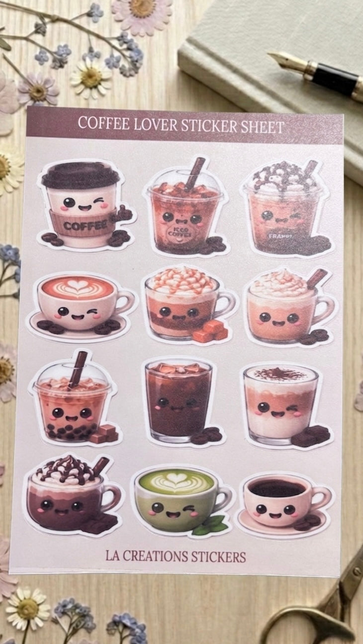 Coffee Lover Sticker Sheet ☕✨